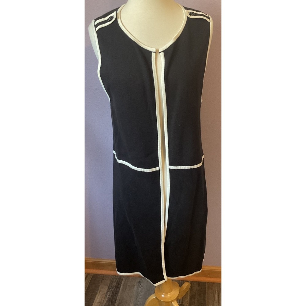 Talbots Black Sleeveless Long Open Front Cardigan Sweater Size Small